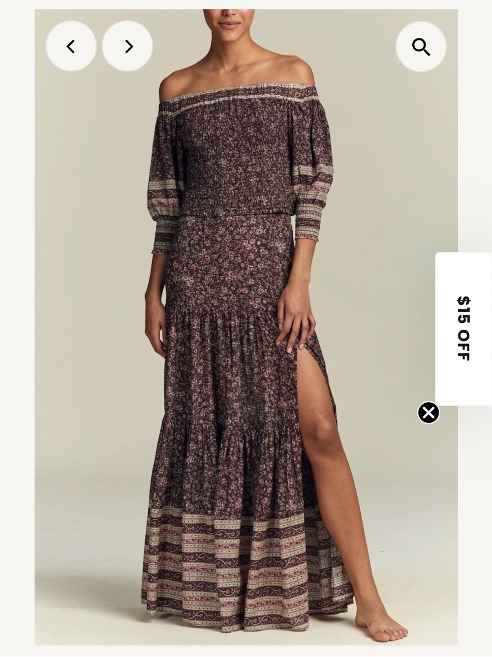 Veronica Beard Bohemian Off-Shoulder Maxi Dress in Dark Floral